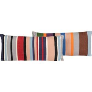 Creative Co-Op 2-Piece Woven Fabric Indoor/Outdoor Striped Lumbar Pillow, Multicolor