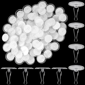 80 Pack Self Adhesive Ceiling Hooks for Hanging, Sticky Ceiling Hooks, Removable Transparent Wall Hanger for Ceiling Decor, Festival Decor - 2 cm(0.78 in)