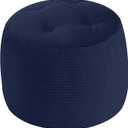 MeMoreCool Stuffed Round Pouf Ottoman Foot Rest, Floor Pouf Foot Stool with Soft Foam Chunk Filling, Round Small Ottoman Footstool Circle Footrest for Couch Living Room, Corduroy Navy