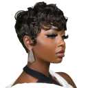 Short Curly Brown Wig for Black Women Short Pixie Hair Natural Looking Synthetic Layered Wigs for Black Women Pixie Cut Wigs for Women Heat Resistant Fiber Wig for Daily Party Use (Dark Brown)