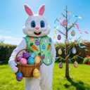 Easter Bunny Mascot Costume Blue Vest Unisex Deluxe Rabbit Costume Party Adult Size Fancy Dress