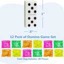 ArtCreativity Domino Game Set - Pack of 12 - Each Domino Set Includes 28 Pieces Per Neon Pink, Yellow, Green and Orange Bags - Great School, Carnival Prizes - Awesome Party Favor - Fun Game for Kids