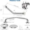 16 Inch Angled Shower Grab Bar, Munzong 2 Pack Anti Slip Satin Brushed Nickel Bathroom Grab Bar, Knurled Bathroom Balance Bar,Safety Hand Rail Support Handicap Elderly Injury Senior Assist Bath Handle