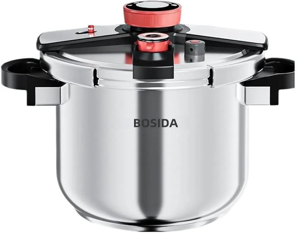 Stainless Steel Pressure Cooker Secure locking System, One Hand System, Cookware, Pots and Pans, Kitchen, Dishwasher Safe, Steam Rack Included (8 Quarts)