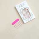 French Tip Press On Toenails - Square, Rhinestone, Glue On, Nude, Short, False, Full Cover, Glossy Acrylic - 24Pcs