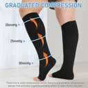 KEKING Extra Wide Calf Compression Socks for Men & Women, 20-30 mmHg Compression Stockings Open Toe - Plus Size Knee High Support Hose for Varicose Veins, Pain Relief, Swelling, Black M