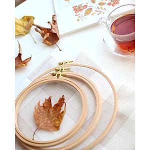 Nurge 4 Inch, 5 Inch  (1 Piece of Each Size) Premium Beech Wood Gold Clasp Embroidery Hoop 8mm/0.3" Thickness