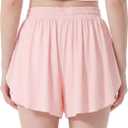 Girls Flowy Shorts: 2-in-1 High Waist Athletic Skorts Preppy Butterfly Shorts with Pocket Liner for Cheer Gym 7-14Y