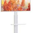 FITUEYES Floor TV Stand Tall for Living Room, Bedroom, Corner TV Stands for TVs up to 70 Inch Swivel TV Mount Stand with Height Adjustable Shelf Upgrade Sturdy Wood Base White