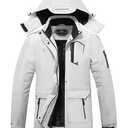 ASPO Women's Waterproof Ski Jacket Warm Winter Snow Coat Hooded Snowboard Windbreaker Fleece Lined Mountain Raincoat Hiking White L