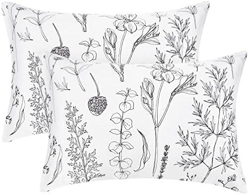 EXQ Home Pillowcase Silky Satin Pillowcase for Hair and Skin, Soft Cooling Printed Pillow Cases Queen Size Set of 2 Satin Pillow Case with Envelope Closure Flowers with White Background