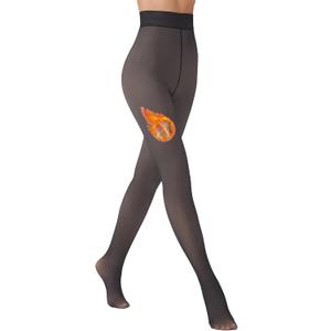 Fleece Lined Tights for Women Translucent Thermal Pantyhose Fake Warm Thick Leggings for Winter 200g     (Large-X-Large, Black)