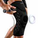 Knee Brace with Dial Adjustment, Adjustable Compression Knee Support with Patella Gel Pad & Side Stabilizers, Running Knee Brace Joint Pain Relief Brace for Workout, Arthritis, Meniscus Support, Complete Joint Support Kit Includes Wrist Wrap (XL,Left)