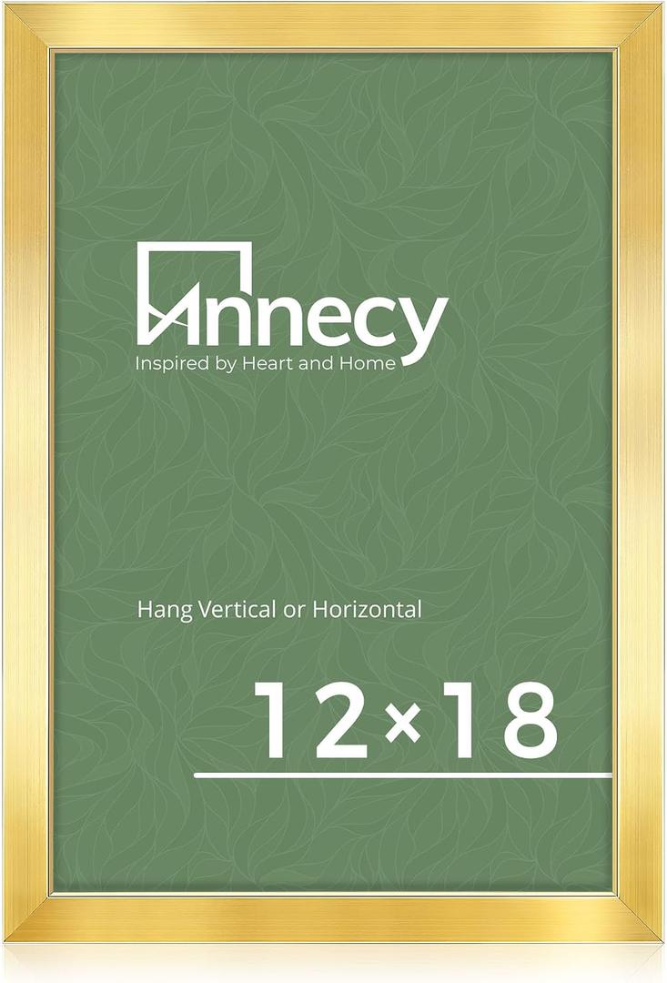 Annecy 12x18 Picture Frame Gold1 Pack, 12x18 Frame for Wall Decoration, Classic Gold Minimalist Style Suitable for Decorating Houses, Offices, Hotels