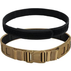 IDOGEAR SPORTS Tactical MOLLE Belt Quick Release Rigger Belt 1.5/2 Inner & Outer Combat Heavy Duty (Medium(34"-38"), Coyote Brown)