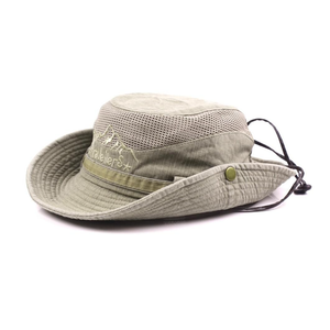 Sun Hat for Men, Cotton Embroidery Summer Outdoor Sun Protection Wide Brim Bucket Hat Foldable Safari Boonie Hat