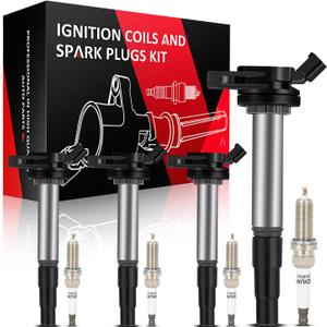 SCITOO 4 ignition coils with 4 iridium Spark Plugs for Toyota for Lexus for Scion Prius Corolla Matrix CT200H XD IM 2009 2010 2011 2012 2013 2014 2015 2016 2017 1.8L L4 UF-596 UF-619 90919-02252