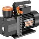 5CFM Vacuum Pump, 1-Stage HVAC Vacuum Pump, 1/2HP 38 Micron 110V Air Conditioning Vacuum Pump Kit for R12 R22 R134a R410a, HVAC/AUTO AC Refrigerant Recharging, Milking Cow, Oil Included