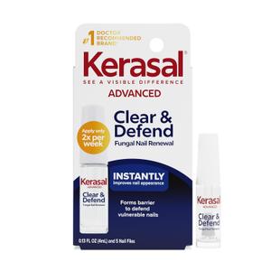 Kerasal Advanced Clear & Defend Nail Renewal, Polish-Compatible Nail Repair with Urea and Spirulina, 0.13 Fl Oz