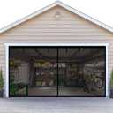 Double Garage Screen Door 16x7FT - for 2 Car Garage Door Screen Fiberglass Garage Screen Cover Kit38 High Energy Magnets&Weighted Bottom Stronger 2240g (16.3 * 7.15FT)