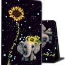 Case for All-New 6" All-New Kindle (11th Generation-2024/2022 Release),Slim Shockproof PU Leather Stand Cover with Auto Sleep/Wake for Kindle 11th E-Reader,Elephant Sunflower