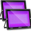 2 Pack 700W LED Black Lights, 395nm to 410nm Flood Blacklight Light with Plug,Outdoor IP66 Waterproof for Glow in The Dark, Dance Party, Stage Lighting, Body Paint, Fluorescent Poster, Neon Glow