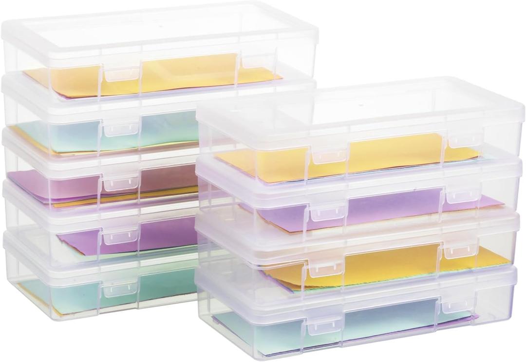 9 Pack Medium Plastic Hobby Art Craft Organizer, Clear Plastic Storage Containers with Latching Lid, for Pencil Box, Lego, Crayon