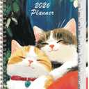 2026 Planner, Weekly and Monthly Calendar Agenda Book, Jan 2026 - Dec 2026, Hardcover Planning Academic Planner for Office School Supplies and Desk Accessories - A5 (6.3'' x 8.5'') (Cozy Cats)