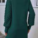 Sovoyontee Women's 2025 Fall Long Sleeve Mock Neck Sweater Dress Casual Loose Ribbed Knit Mini Short Pullover Dresses (Green, L)