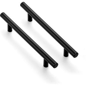Ravinte 4 Pack 7.38'' Cabinet Pulls Matte Black Stainless Steel Kitchen Cupboard Handles Cabinet Handles 7.38'' Length, 5'' Hole Center