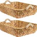 2 Packs Wicker Basket, Hyacinth Wicker Storage Baskets for Shelves, Woven Baskets for Storage, with Handle for Pantry, Bedroom, Laundry(16.93"x12.99"x5.12")
