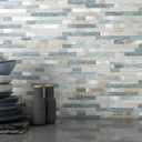 MOFIT 3D Stone Brick Backsplash Tile for Kitchen Peel and Stick Self-Adhesive Wall Tile,Marble Linear Mosaic Tiles Stickers Bathroom Wall Panels Fireplace Vanity (Blue Green Gray,10sheets)
