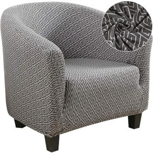 SearchI Club Chair Slipcover Stretch Barrel Chair Covers Printed Tub Chair Slipcovers Soft Spandex Armchair Sofa Cover Removable Couch Furniture Protector Arm Chair Cover for Living Room(Gray3)