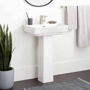 Signature Hardware 539975 Pentero 29" Tall Fireclay Pedestal Bathroom Sink Stand Only