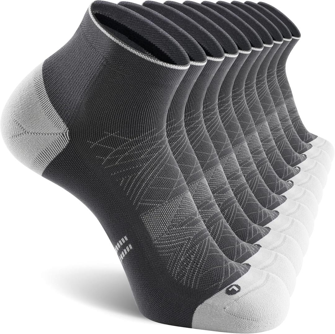 CS CELERSPORT 5 Pairs Ankle Compression Socks for Men and Women Running Athletic Socks, Grey (5 Pairs), Large/X-Large