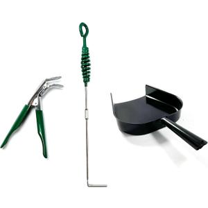 KAMaster Charcoal Grill Ash Tool Set for Big Green Egg Accessories,Ash Pan+Ash Rake+Grill Grate Lifter Kamado Parts,Kamado Grill Cleaning Tools for Kamado Grill Joe,Primo and Other Charcoal Grill