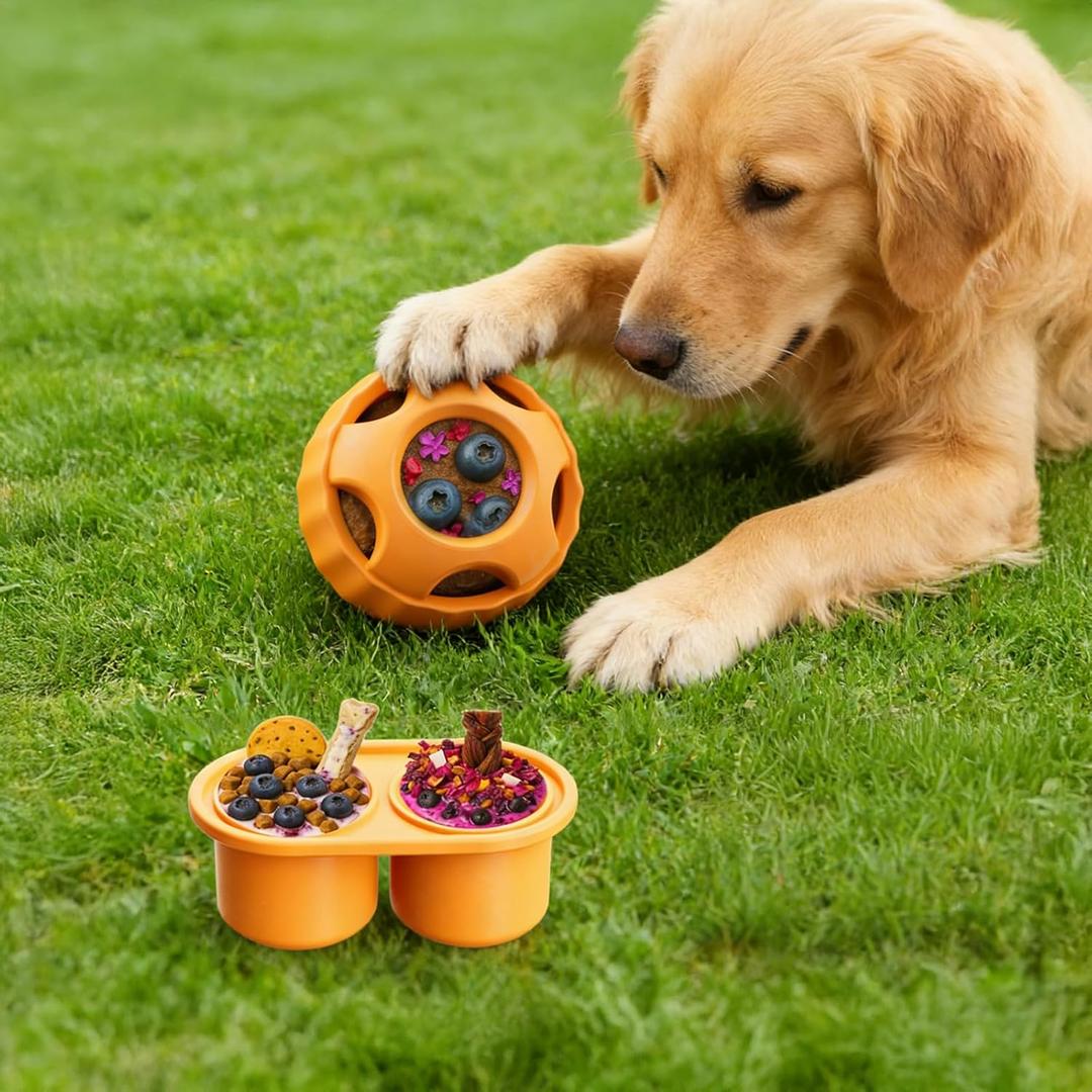 Frozen Dog Treats Toy to Keep Them Busy, Cognitive Dog Enrichment Toys,Interactive Toys Long Lasting, Easy to Clean (Orange)