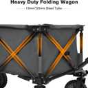 Timber Ridge Collapsible Outdoor Folding Wagon Cart Heavy Duty Camping Patio Shopping Garden Cart with Side Bag Cup Holder, Grey