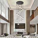 18-Light Crystal Raindrop Chandelier, Black, for High Ceilings, Large