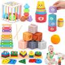 6 in 1 Montessori Baby Toys 6-12-18 Months Infant Sensory Developmental Toys Set, Toddler Gift Early Learning Baby Toys for 1 Year Old Boys Girls