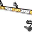 Traffic Advisor Light Bar 32 Inch Warning Emergency Led Strobe Lights Bar, 13 Flashing Patterns, Suction Cup Mount, Windshield Safety Lights for Truck VehiclesAmber & White