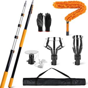 LD 26+ Feet Reach Light Bulb Changer for High Ceilings with 5-18FT Telescoping Extension Pole – Suction Cup, Basket Attachments, Gloves, Brush and Bag, Ideal for Recessed and Ceiling Lights
