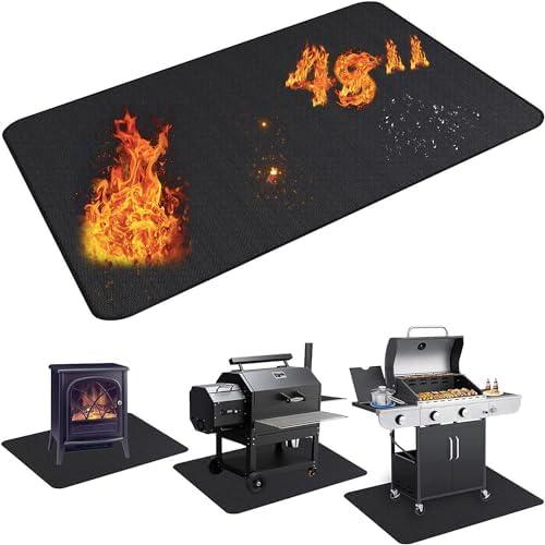 UBeesize Thickened 48x36 inches Under Grill Mat for Outdoor Grill, Double-Sided Fireproof Grill Pad for Fire Pit, Indoor Fireplace Mat Fire Pit Mat, Oil-Proof Waterproof BBQ Protector for Deck and Patio