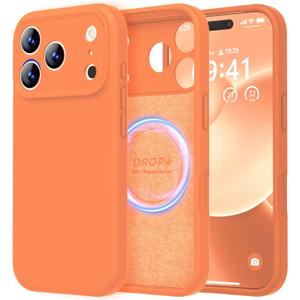 LOVE 3000 Designed for iPhone 17 Pro Case, Premium Silicone [Compatible with Magsafe][Soft Anti-Scratch Microfiber Lining] Shockproof Protective Phone Case for Men Women 6.3", Bright Orange