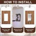 DoubleFill 4 Pcs Walnut Wood Light Switch Cover Brown Outlet Covers Wall Plate Decorative Boho Plug Plate Vintage Rustic Contemporary Interior Room Home Decor (13 * 8.2cm,Single Decorator)