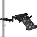 WALI Laptop Pole Mount, Adjustable Laptop Arm Holder Fits 10 to 15.6 inch Laptops, 2-in-1 Full Motion Monitor Mount with Removable Holder VESA 75x75 or 100x100 mm, Holds up to 15.4lbs(011ARMLP), Black