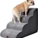 EHEYCIGA Curved Dog Stairs Ramp for High Beds 19.7" H, 4-Step Dog Steps for Small Dogs and Cats, Pet Stairs for High Bed Climbing, Non-Slip Balanced Pet Step Indoor, Grey