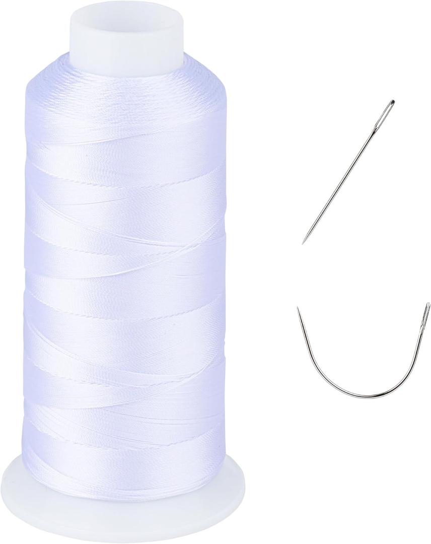 UV Resistant - Heavy Duty Outdoor Thread for Hand or Machine Sewing - Simthread 100% Polyester Bonded Thread Tex 69 (12wt) - 1500 Yards NP-White