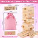 Lust Tower Game for Couples, 54pcs Wooden Naughty Block Stacking Game, Fun Date Night Ideas for Adults, DIY Blocks for Custom Challenges, Romantic Gifts for Her with Greeting Card