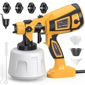 Paint Sprayer 1000W High Power Electric Spray Paint Gun with Adjustable Spray Width Knob, 1400ML Container, 4 Nozzles & 3 Patterns, Easy to Clean for Furniture Cabinets House Painting